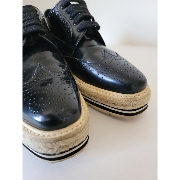 🔥SOLD🔥PRADA Wingtip Espadrilles Oxford Women's Shoes - Picture 3 of 12